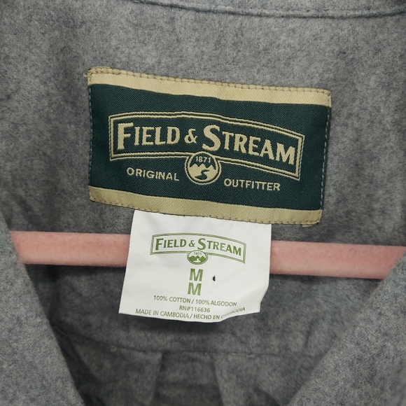 Field and Stream Gray Flannel Cotton Button Front Shirt Jacket Size Medium - Picture 2 of 5